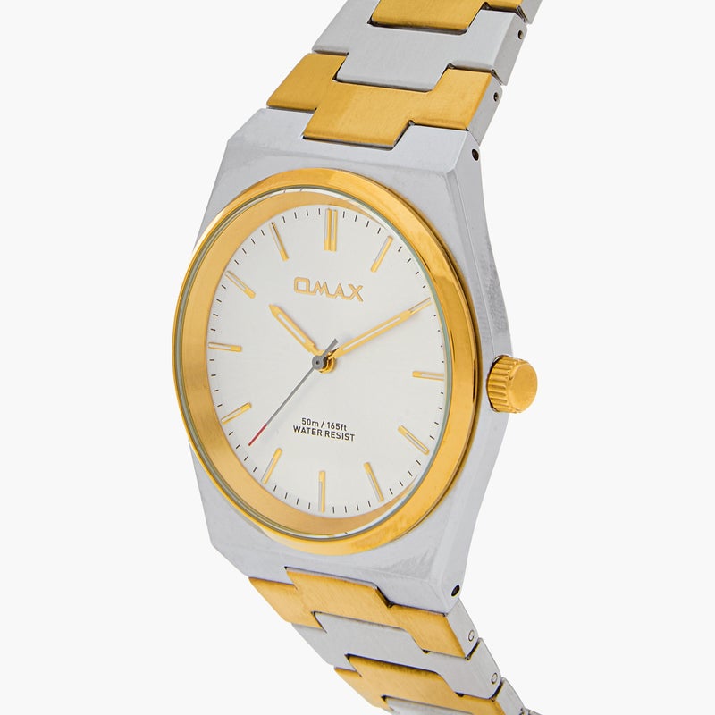 Omax Men's Gold and Silver Analog Watch - Image 4